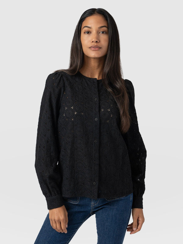 Tabitha Blouse Black Broderie - Women's Blouses | Saint + Sofia® US