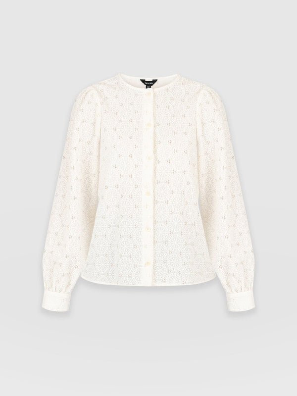 Tabitha Blouse Cream Broderie - Women's Blouses | Saint + Sofia® UK