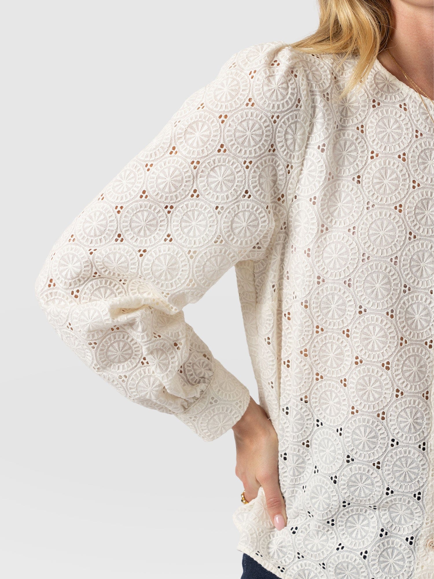 Tabitha Blouse Cream Broderie - Women's Blouses | Saint + Sofia® US