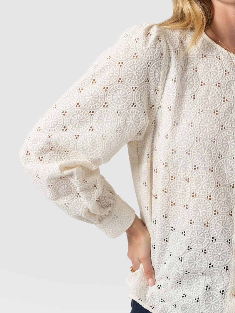 Tabitha Blouse Cream Broderie - Women's Blouses | Saint + Sofia® US