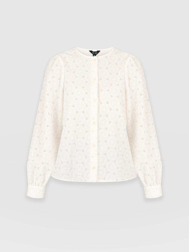 Tabitha Blouse Cream Broderie - Women's Blouses | Saint + Sofia® US