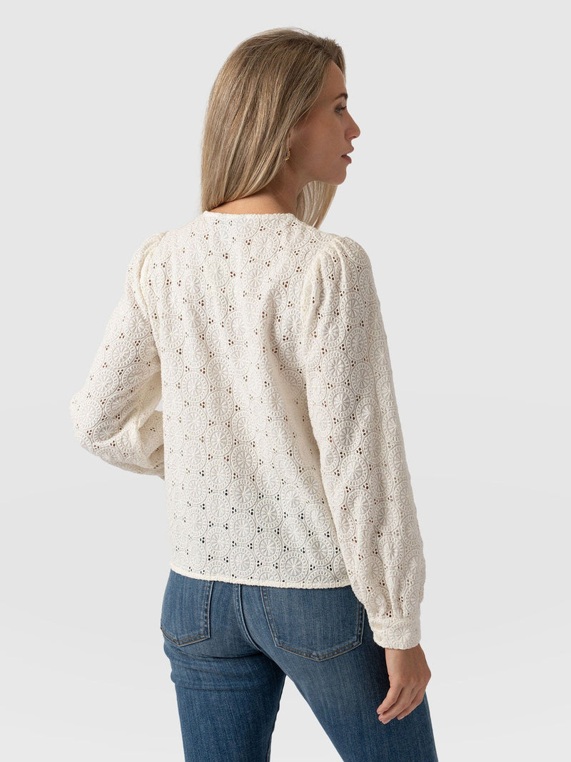 Tabitha Blouse Cream Broderie - Women's Blouses | Saint + Sofia® US