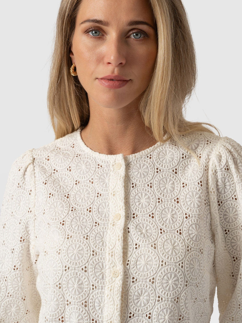 Tabitha Blouse Cream Broderie - Women's Blouses | Saint + Sofia® US