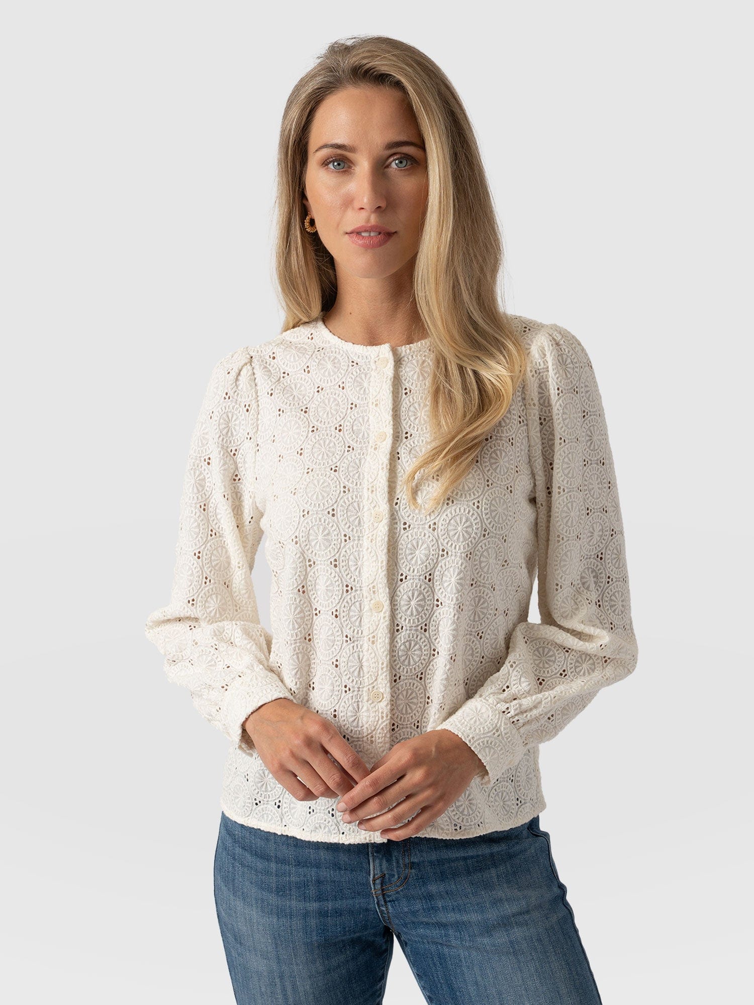 Tabitha Blouse Cream Broderie - Women's Blouses | Saint + Sofia® US