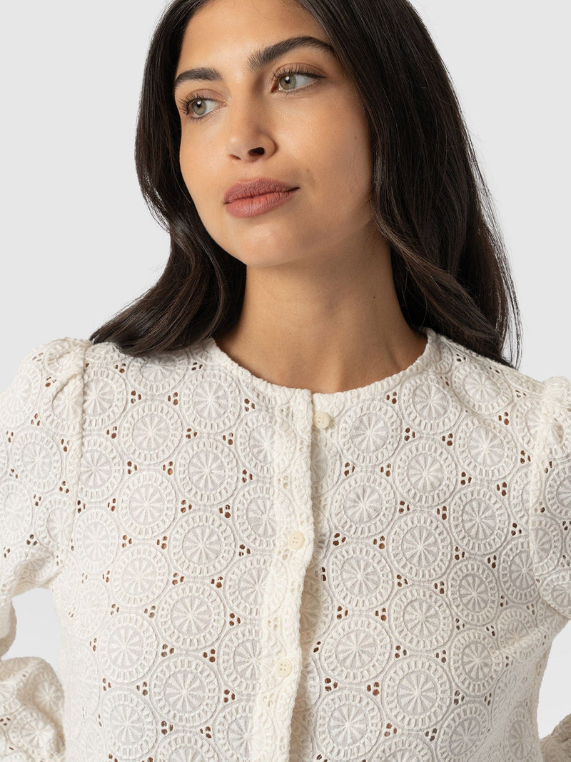 Tabitha Blouse Cream Broderie - Women's Blouses | Saint + Sofia® US