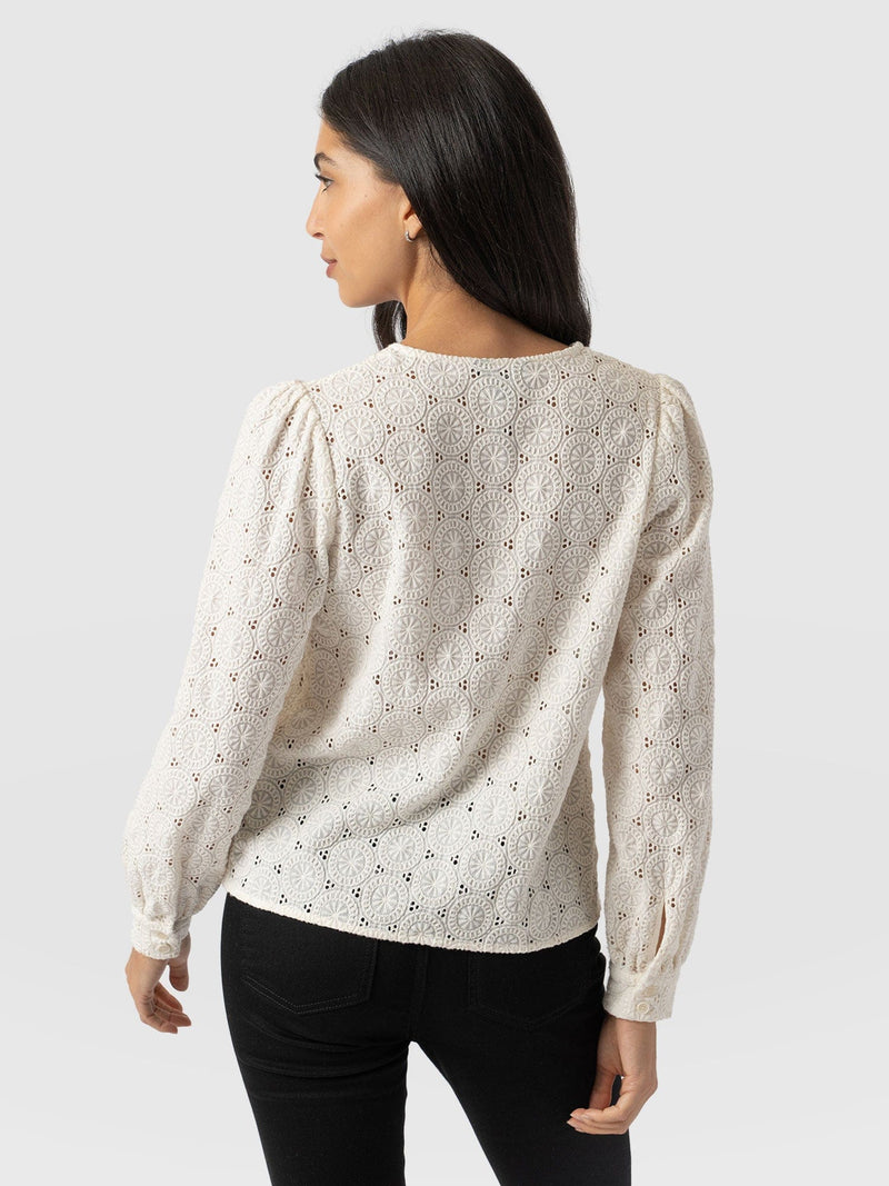 Tabitha Blouse Cream Broderie - Women's Blouses | Saint + Sofia® US