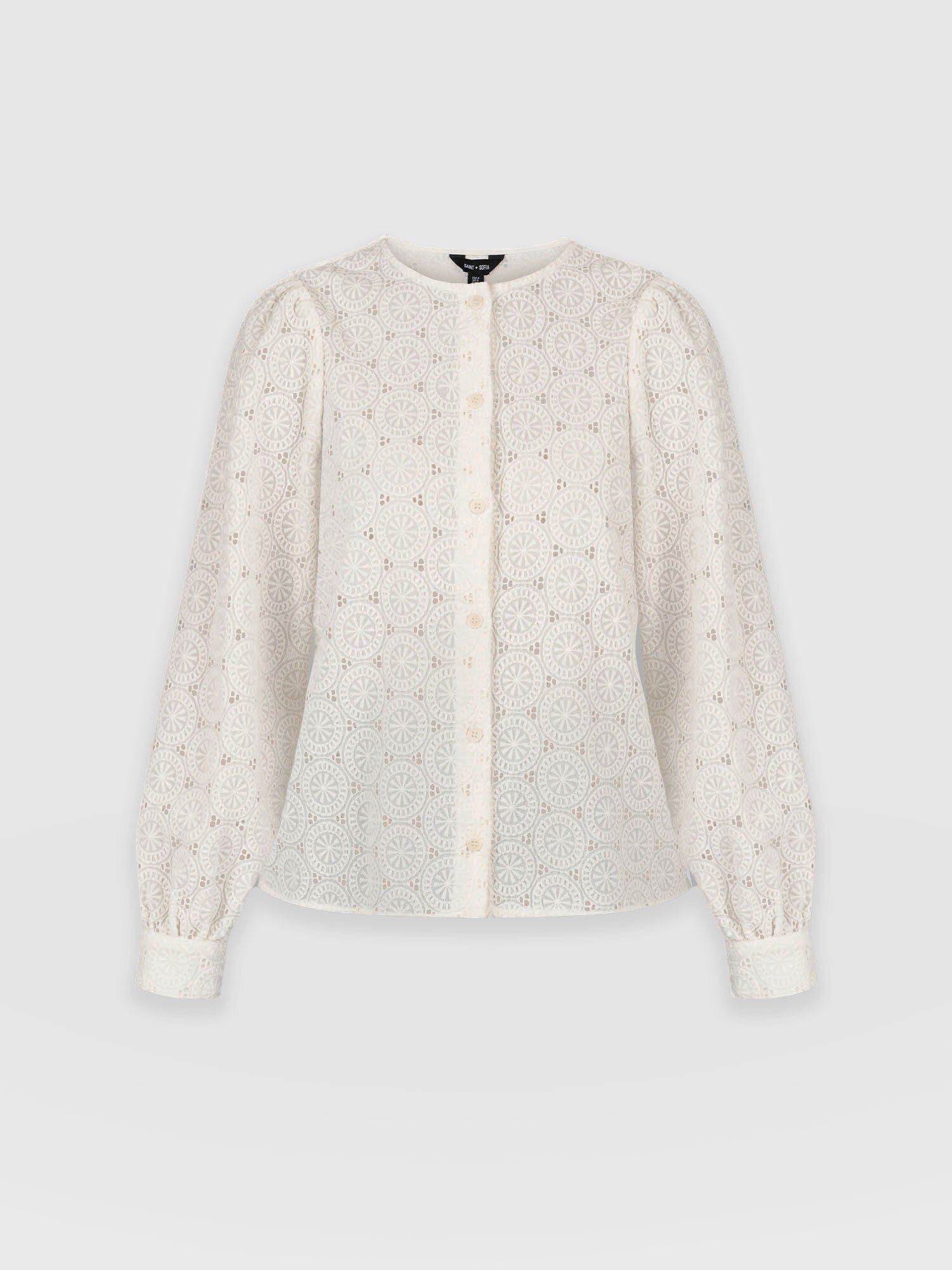 Tabitha Blouse Cream Broderie - Women's Blouses | Saint + Sofia® US