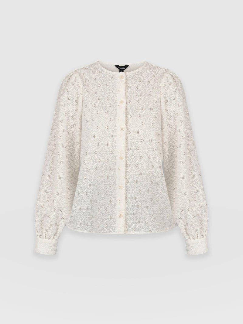 Tabitha Blouse Cream Broderie - Women's Blouses | Saint + Sofia® US