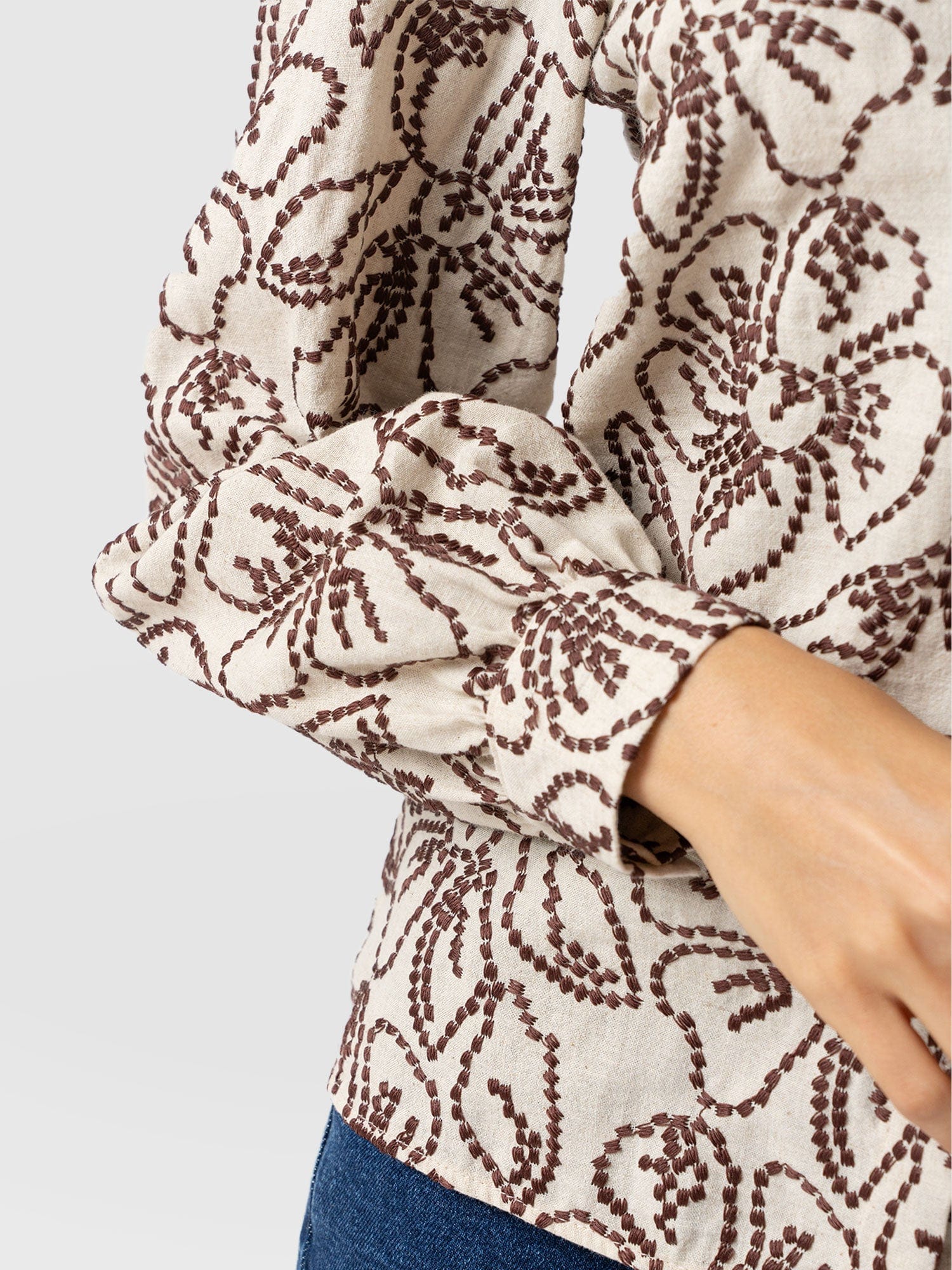 Tabitha Blouse - Cream/Brown - Women's Blouses | Saint + Sofia? USA