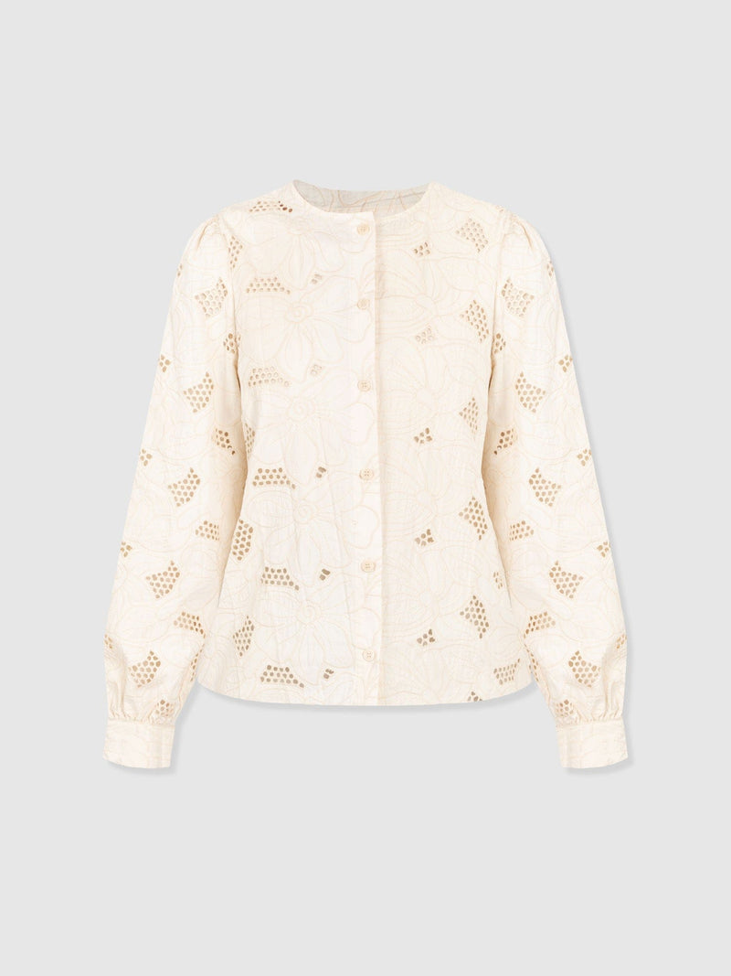 Tabitha Blouse - Cream Floral - Women's Blouses | Saint + Sofia® USA