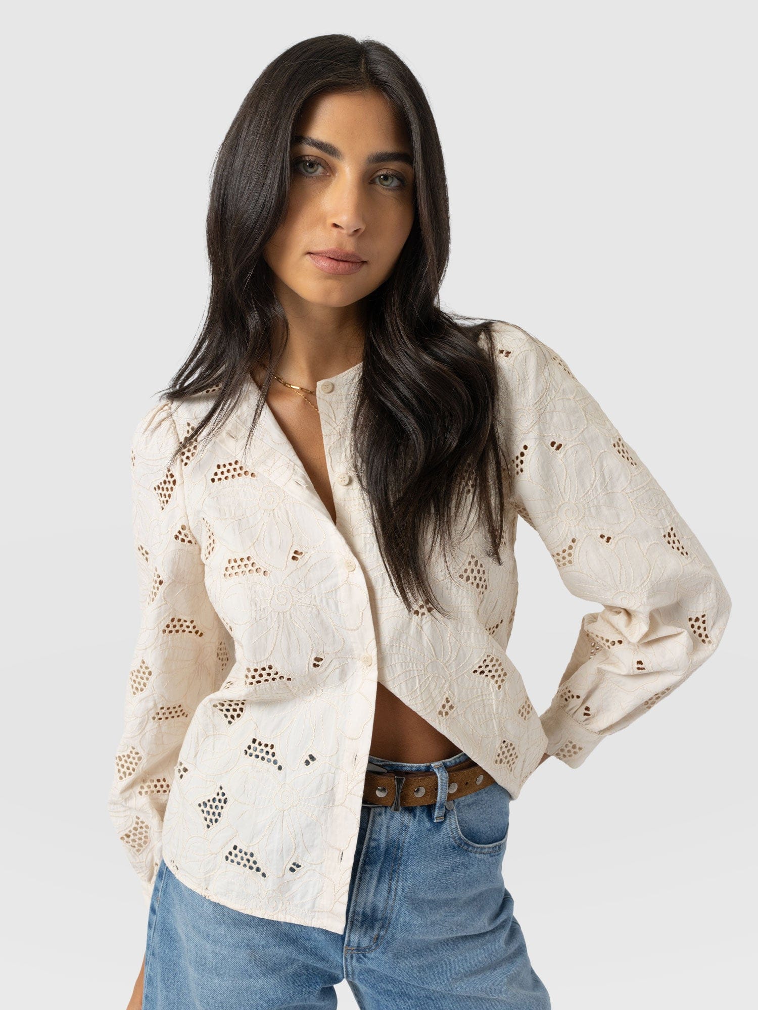 Tabitha Blouse - Cream Floral - Women's Blouses | Saint + Sofia® USA