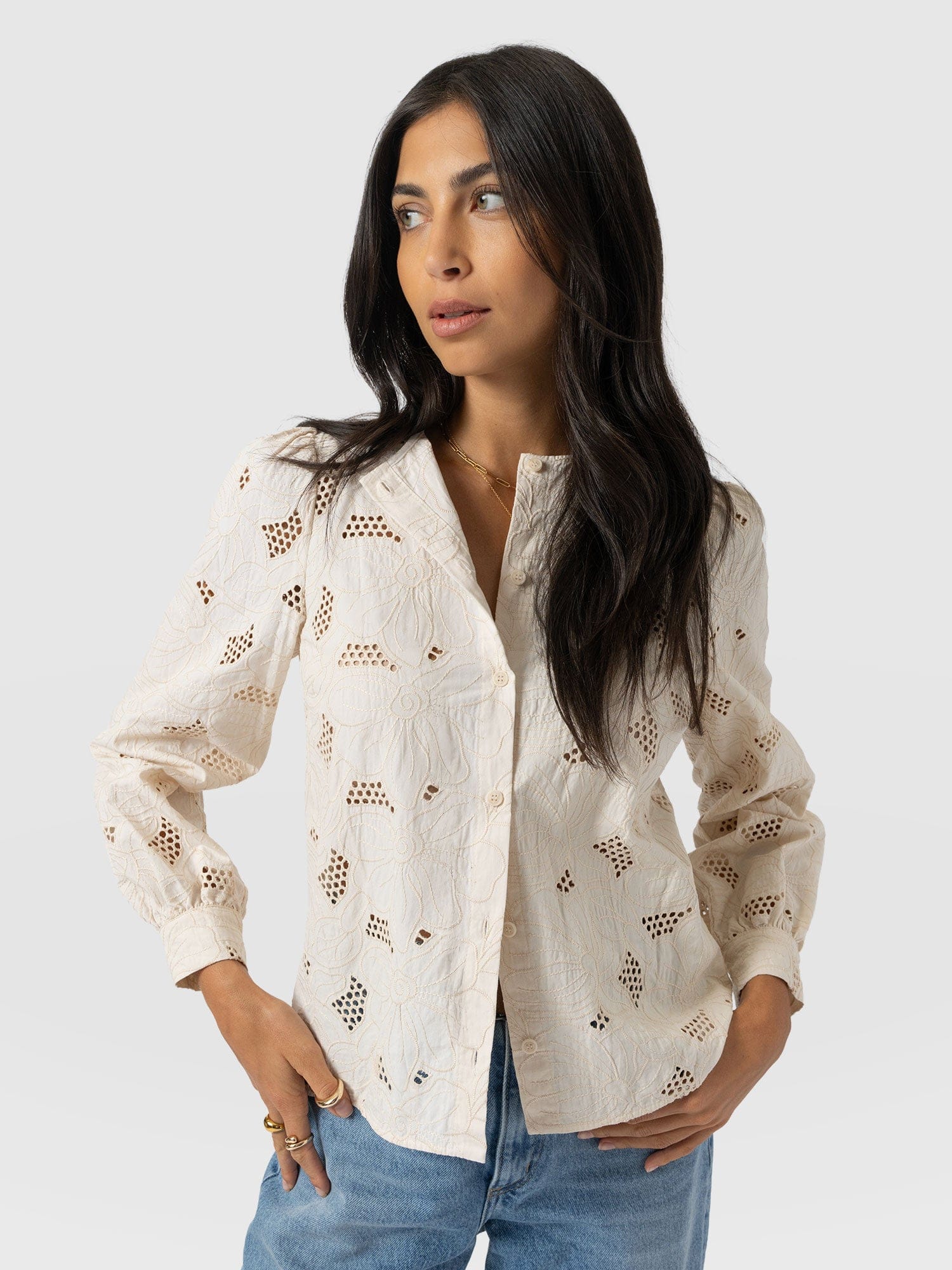Tabitha Blouse - Cream Floral - Women's Blouses | Saint + Sofia® USA