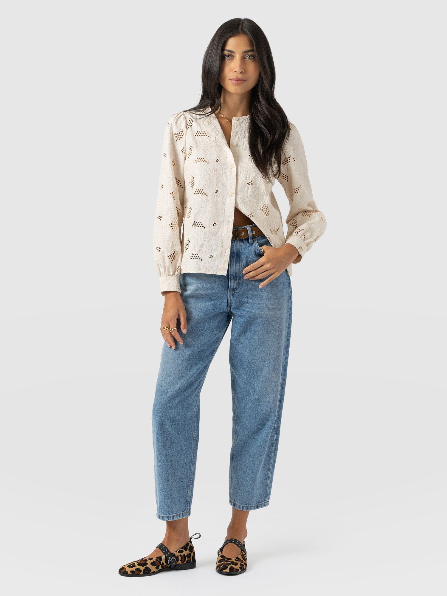 Tabitha Blouse - Cream Floral - Women's Blouses | Saint + Sofia® USA