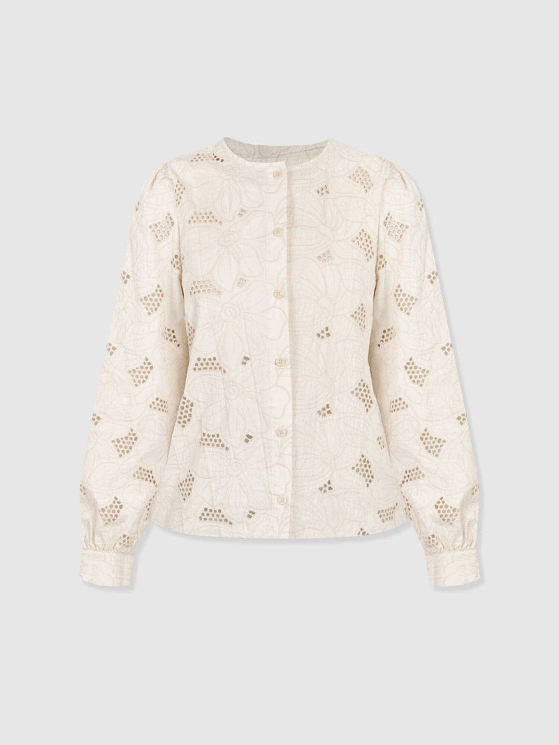 Tabitha Blouse - Cream Floral - Women's Blouses | Saint + Sofia® USA