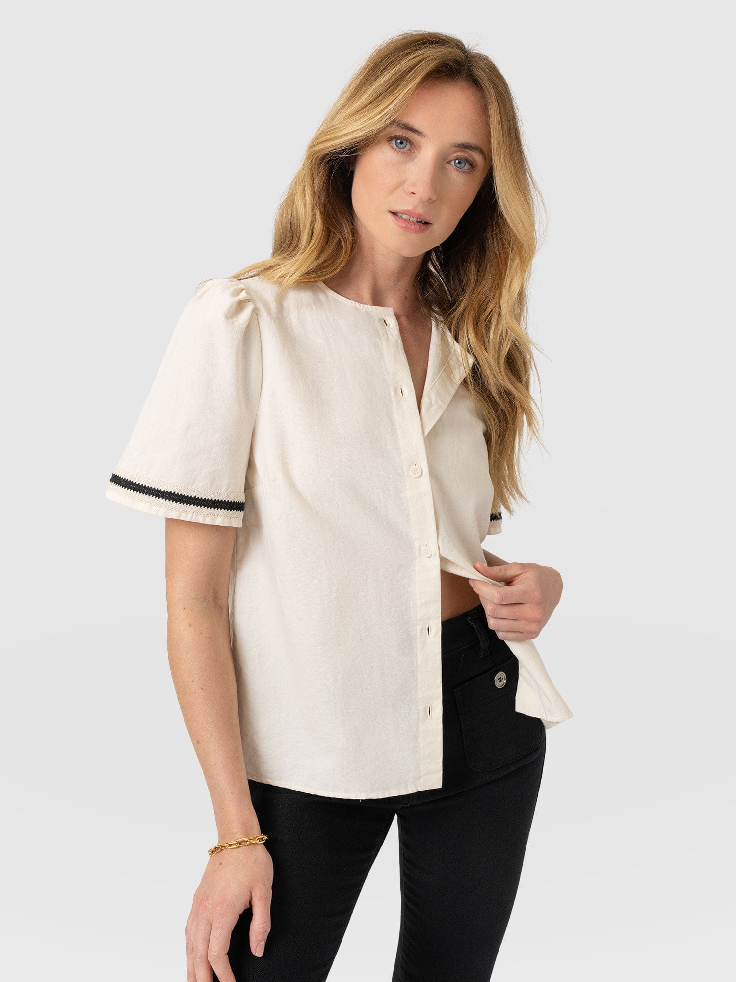 Tabitha Blouse - Cream - Women's Blouses | Saint + Sofia® USA