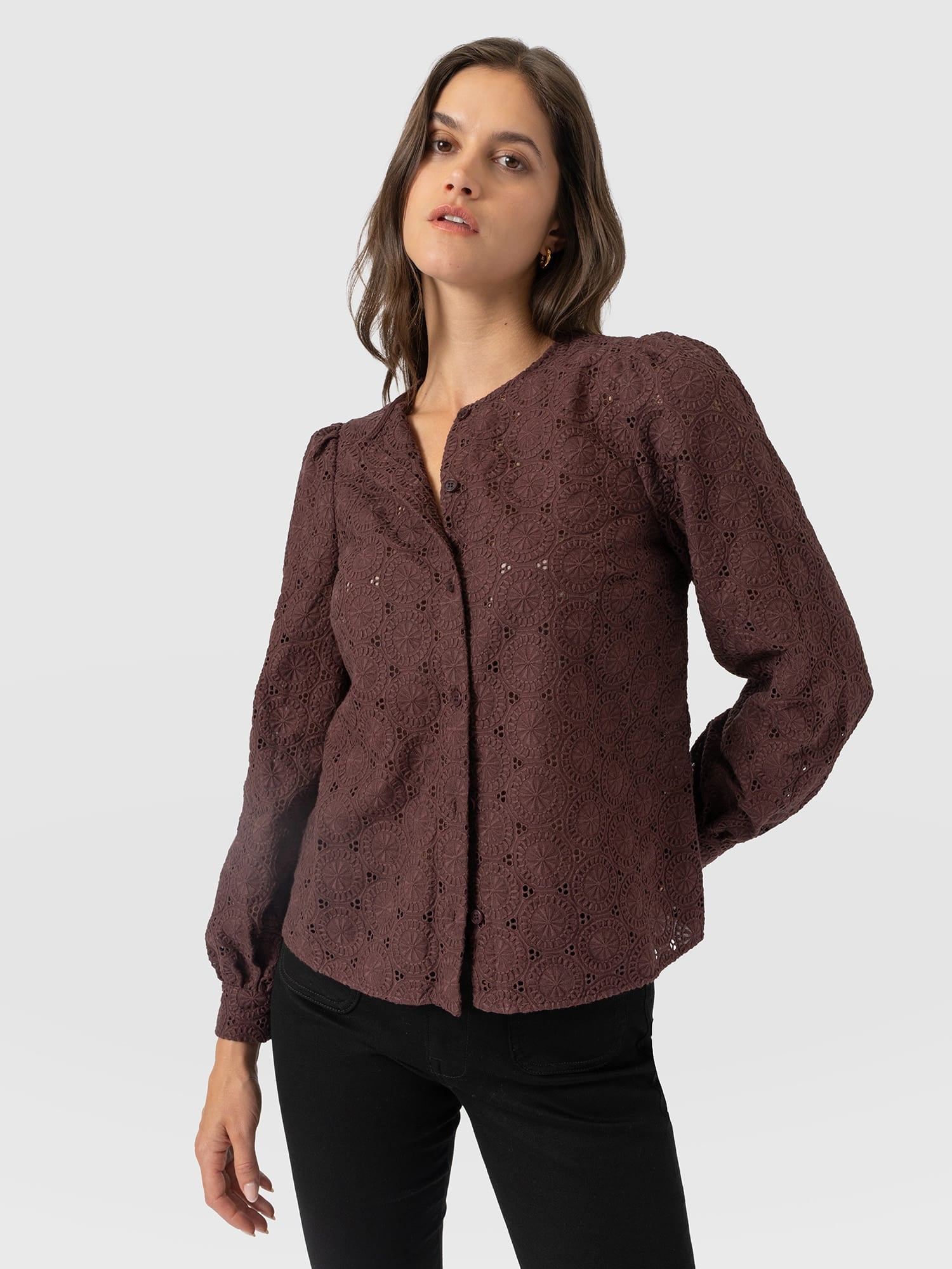 Tabitha Blouse - Maroon - Women's Blouses | Saint and Sofia® USA