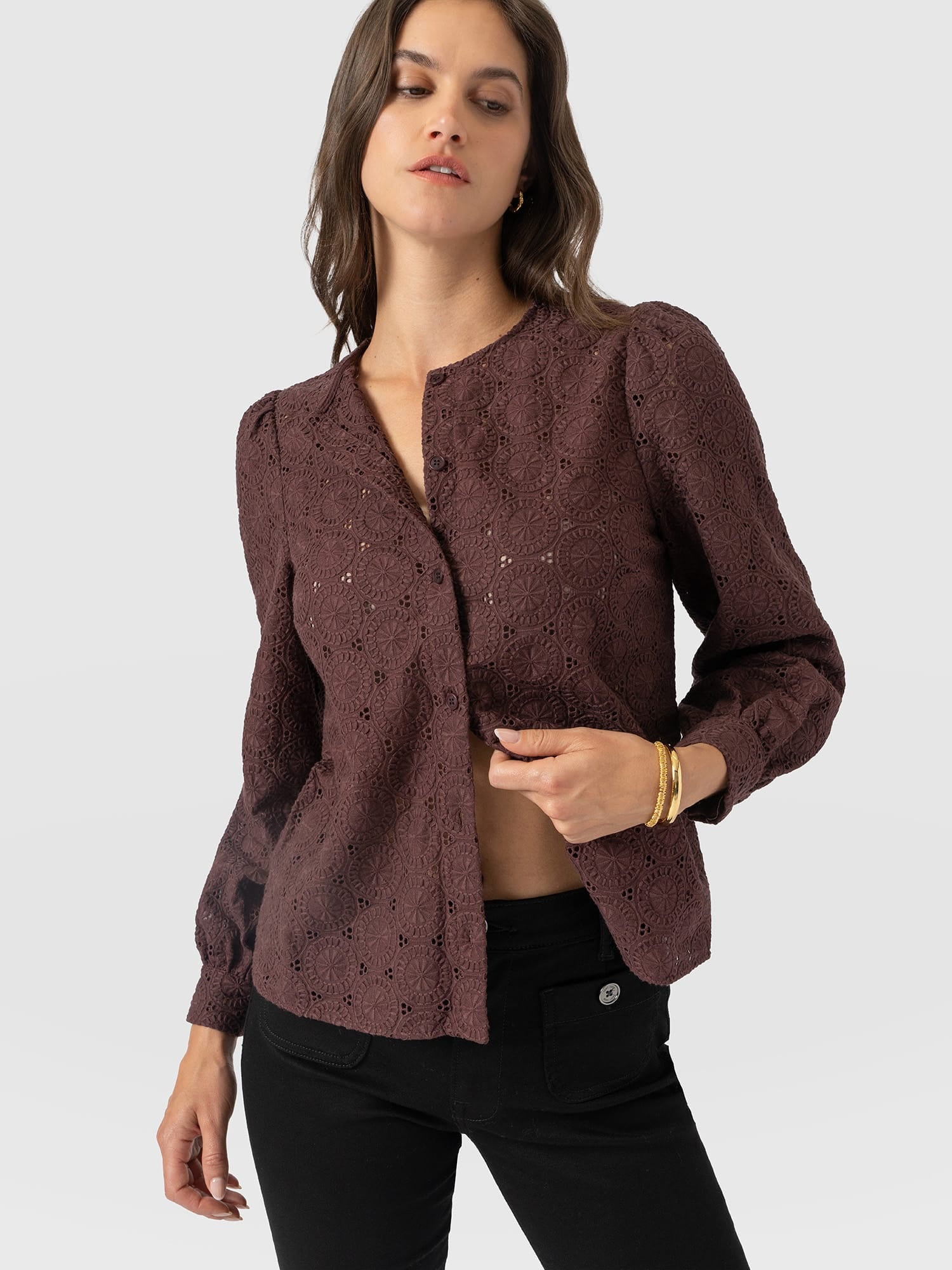 Tabitha Blouse - Maroon - Women's Blouses | Saint and Sofia® USA