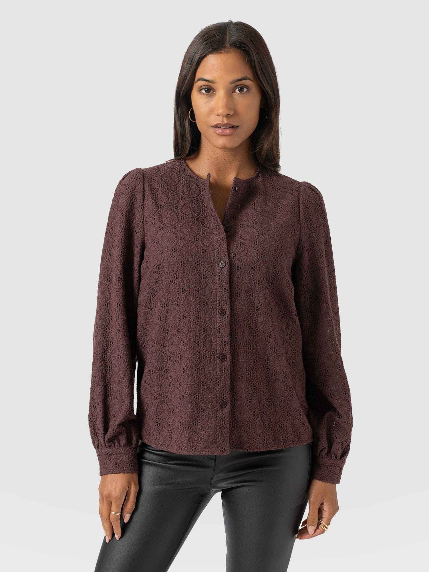 Tabitha Blouse - Maroon - Women's Blouses | Saint + Sofia® USA