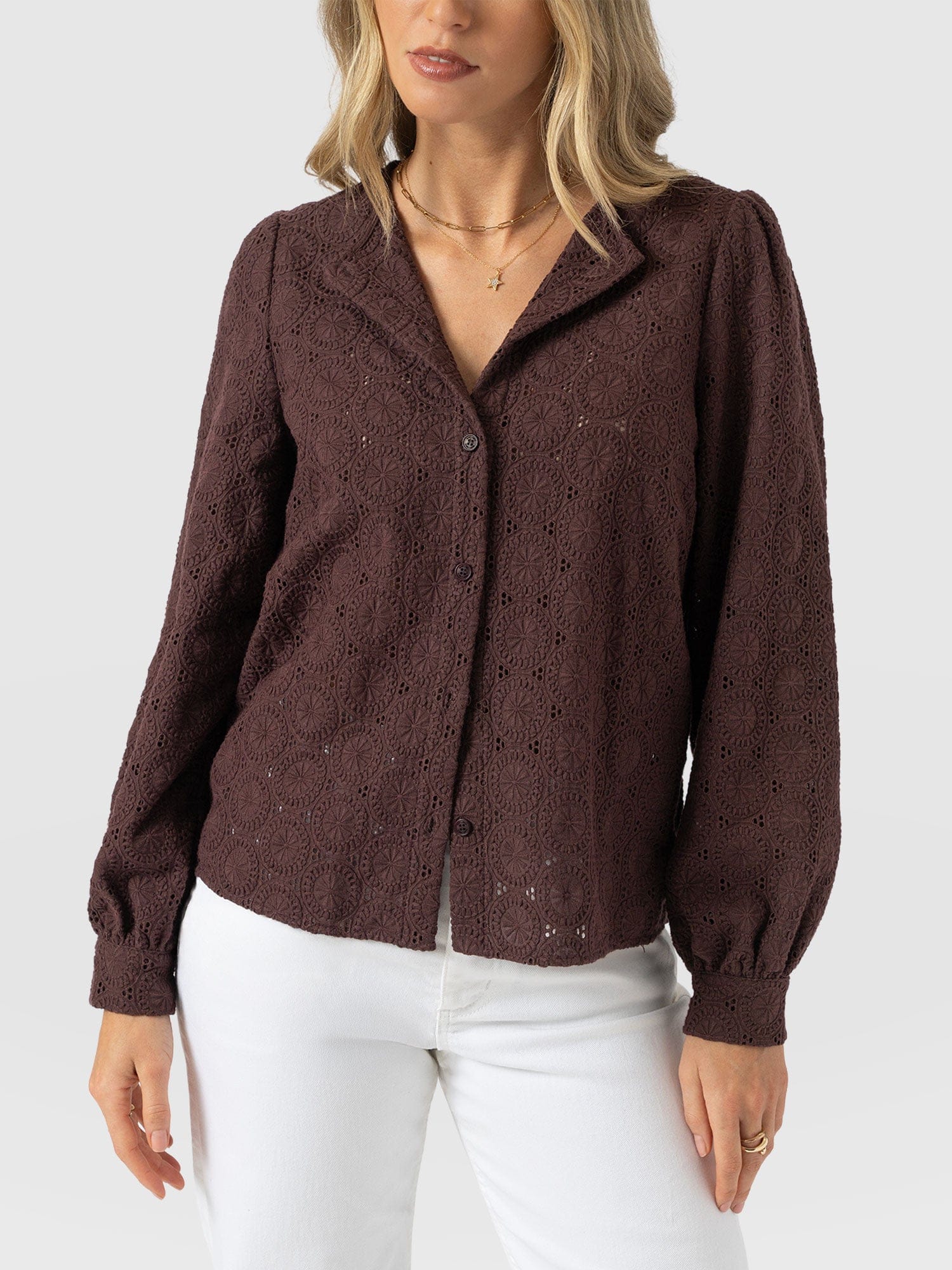 Tabitha Blouse - Maroon - Women's Blouses | Saint + Sofia® USA