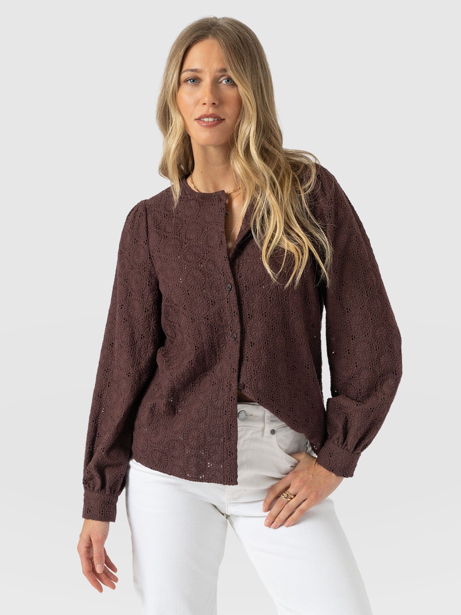 Tabitha Blouse - Maroon - Women's Blouses | Saint + Sofia® USA