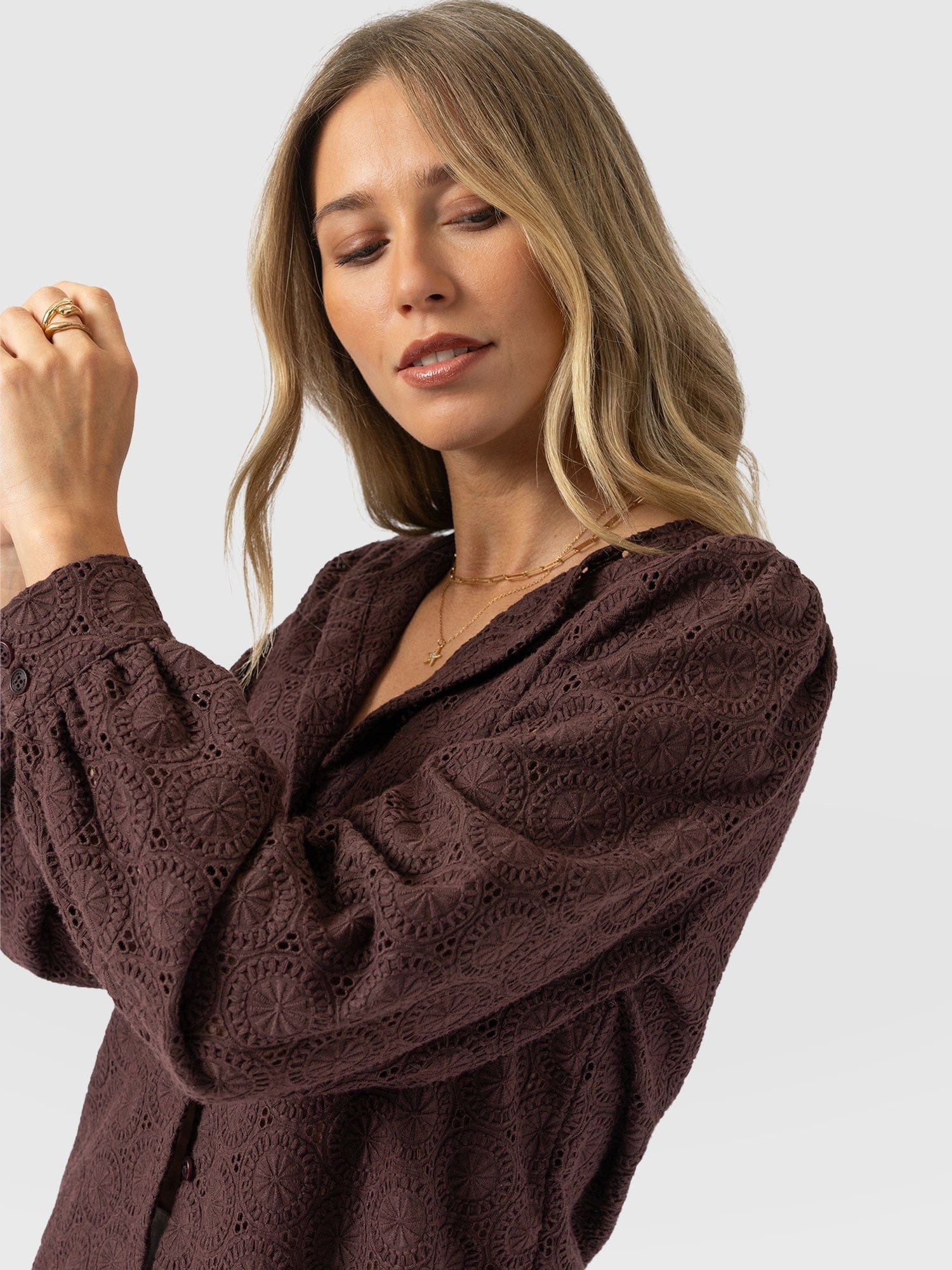 Tabitha Blouse - Maroon - Women's Blouses | Saint + Sofia® USA