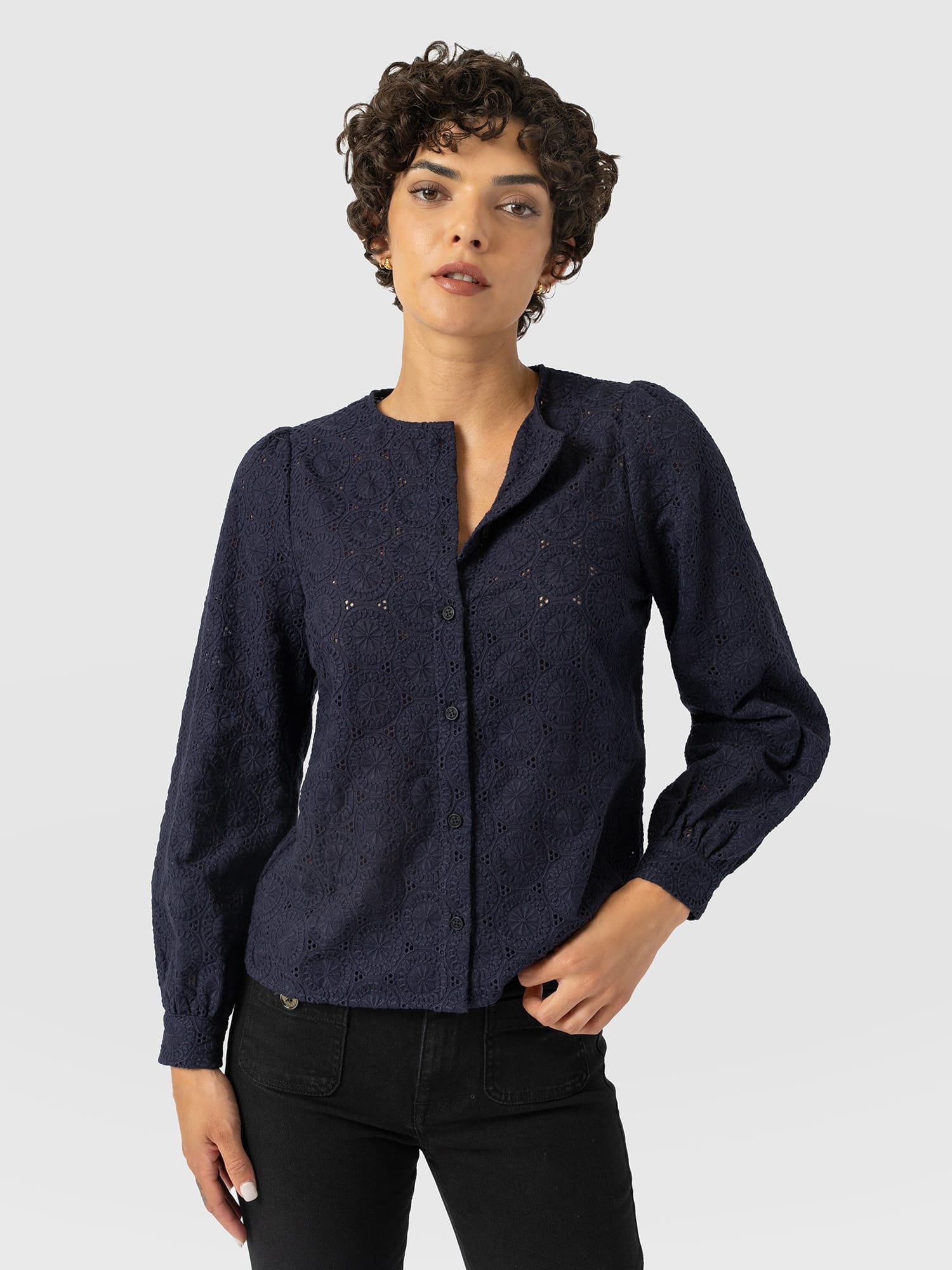 Tabitha Blouse - Navy - Women's Blouses | Saint and Sofia® USA
