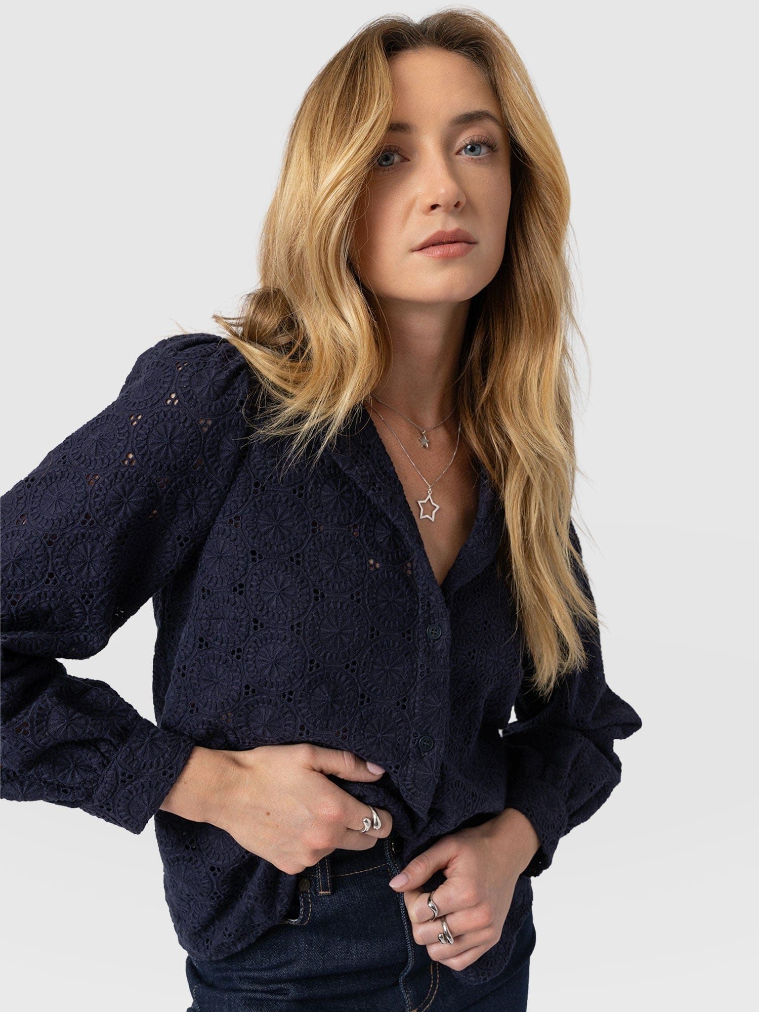 Tabitha Blouse - Navy - Women's Blouses | Saint + Sofia® USA