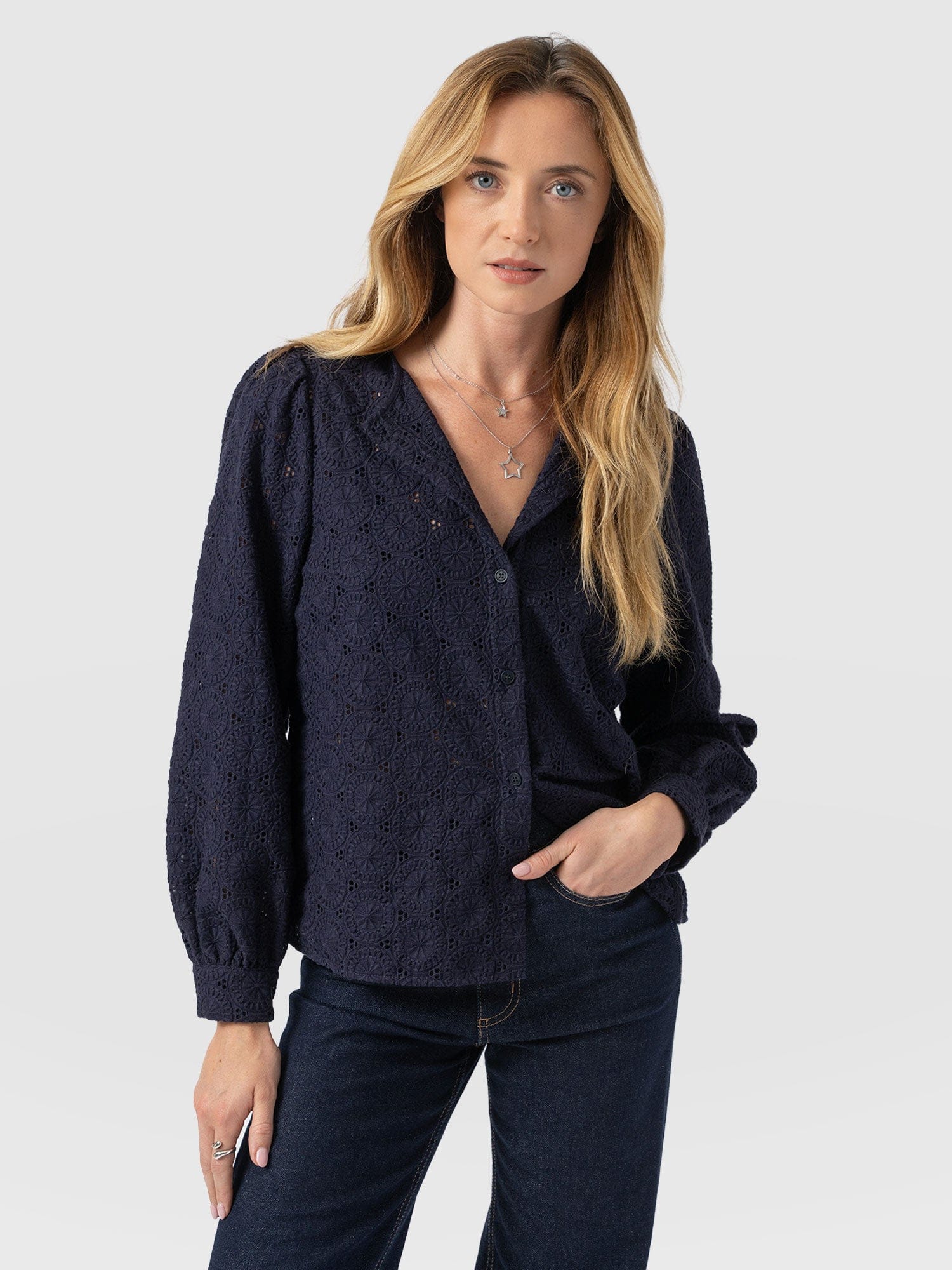 Tabitha Blouse - Navy - Women's Blouses | Saint + Sofia® USA