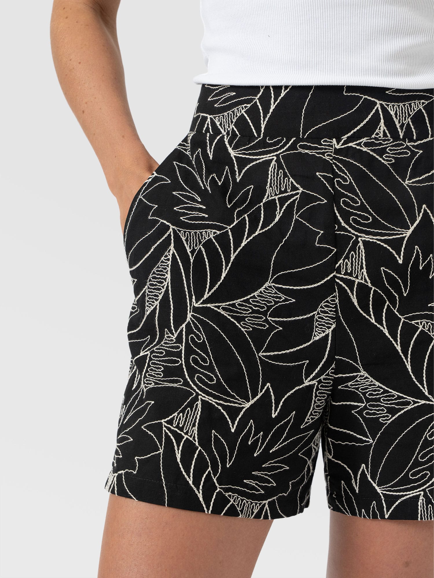 Tabitha Short - Black Embroidered - Women's Shorts | Saint + Sofia® USA