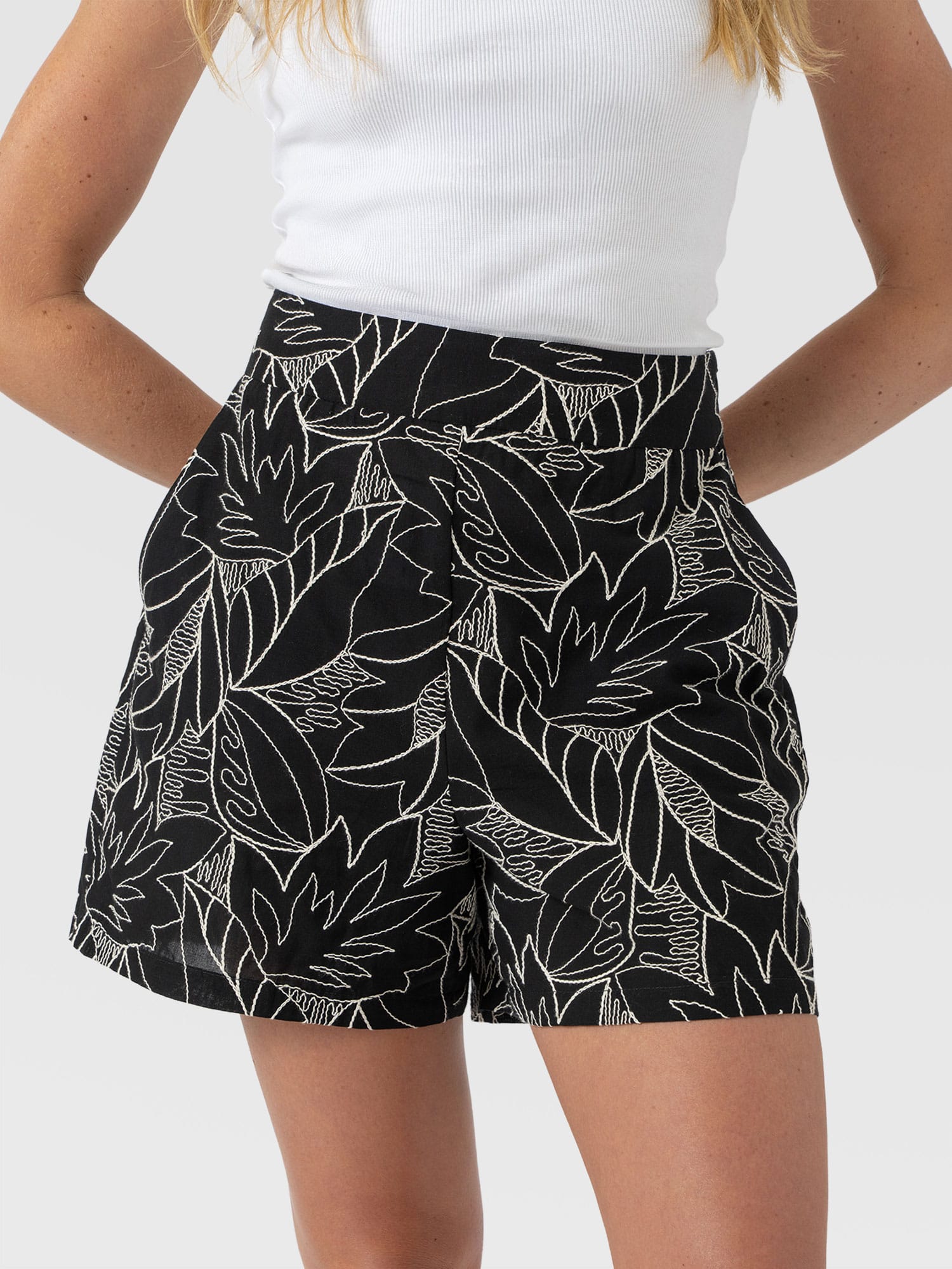 Tabitha Short - Black Embroidered - Women's Shorts | Saint + Sofia® USA