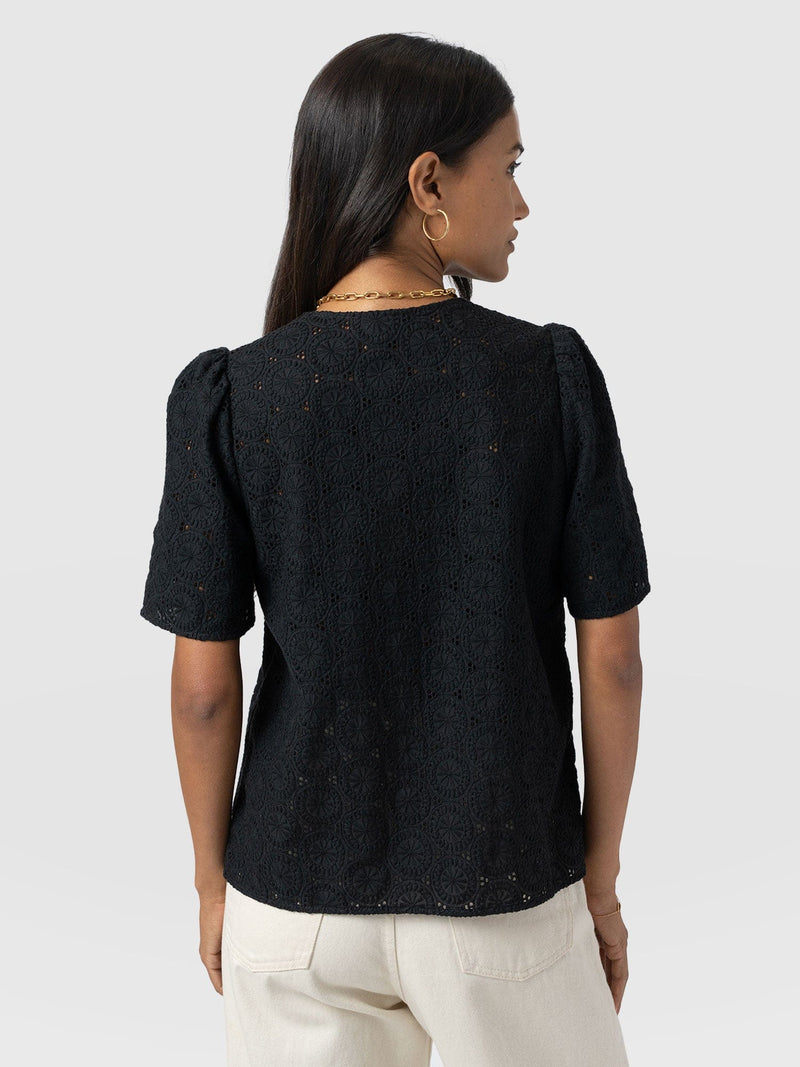 Tabitha Short Sleeve Blouse - Black - Women's Blouses | Saint + Sofia® USA