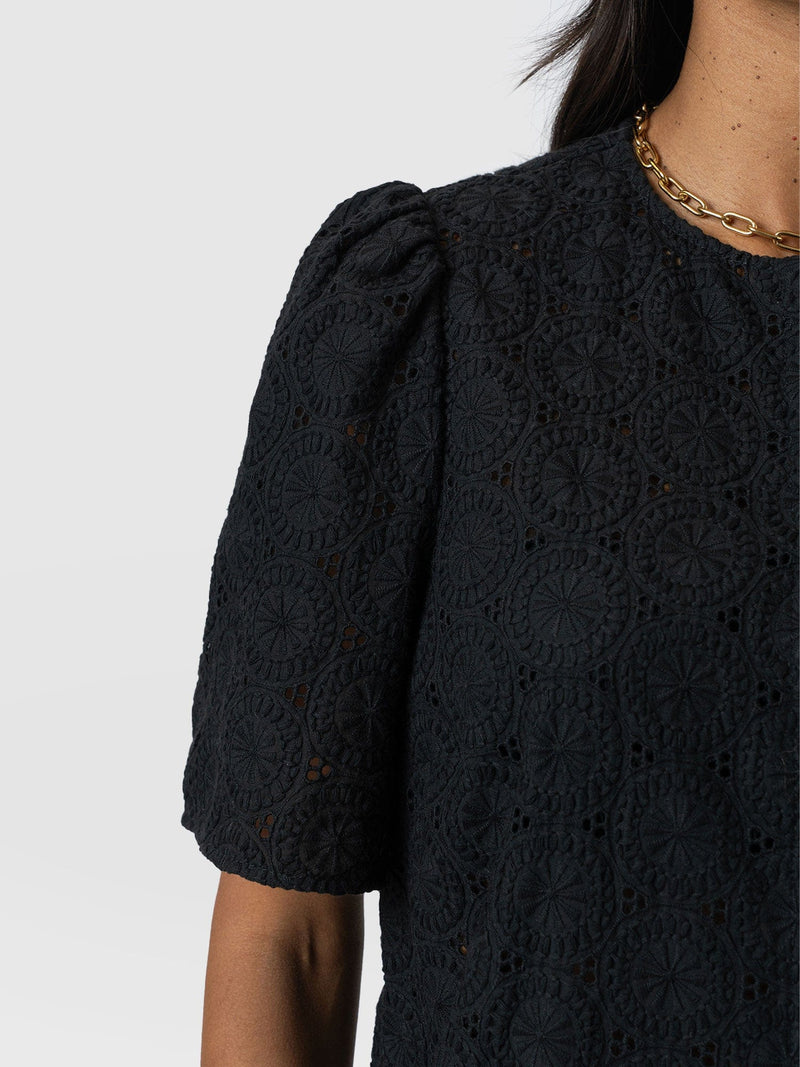 Tabitha Short Sleeve Blouse - Black - Women's Blouses | Saint + Sofia® USA