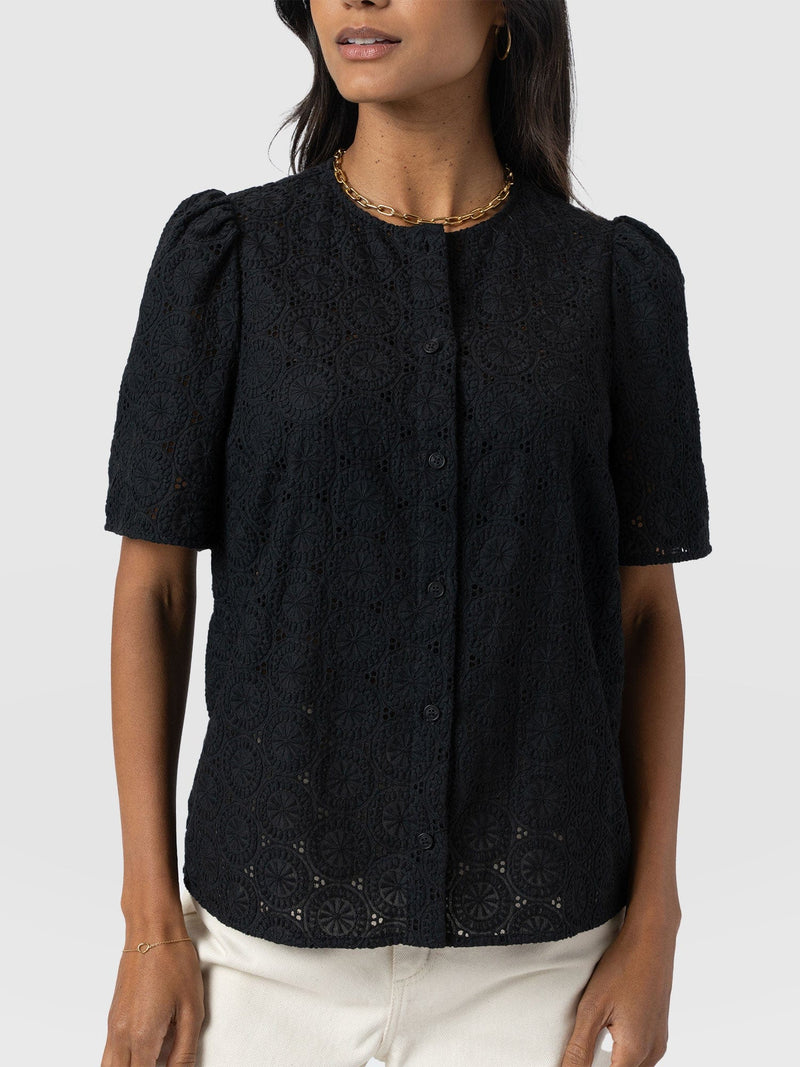 Tabitha Short Sleeve Blouse - Black - Women's Blouses | Saint + Sofia® USA