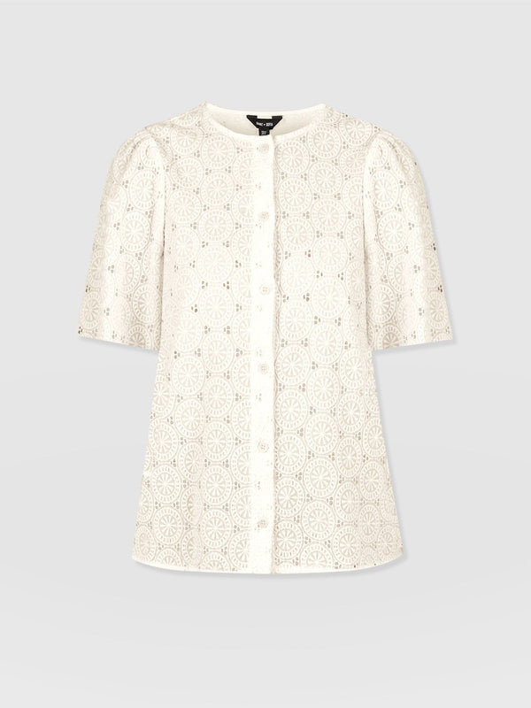 Tabitha Short Sleeve Blouse - Cream - Women's Blouses | Saint + Sofia® USA