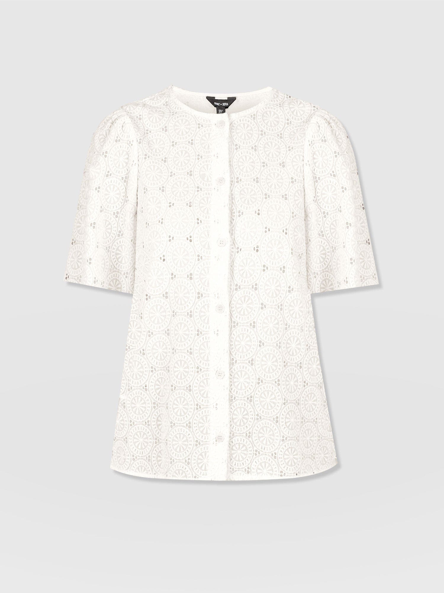 Tabitha Short Sleeve Blouse - Cream - Women's Blouses | Saint and Sofia® USA