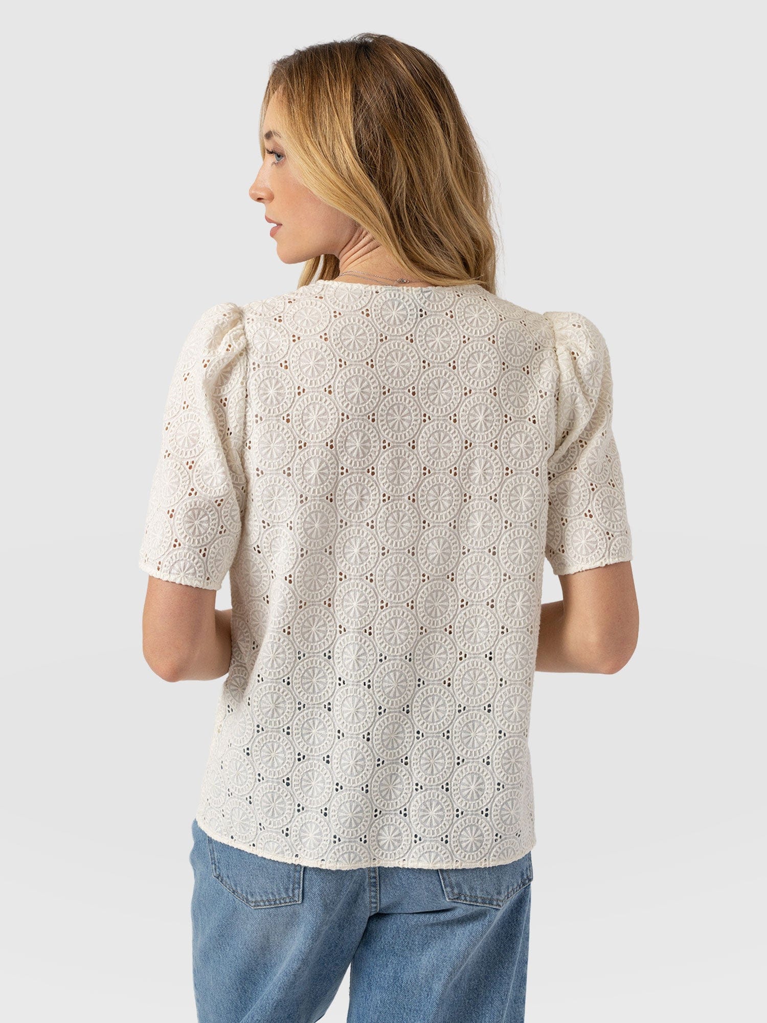 Tabitha Short Sleeve Blouse - Cream - Women's Blouses | Saint + Sofia® USA