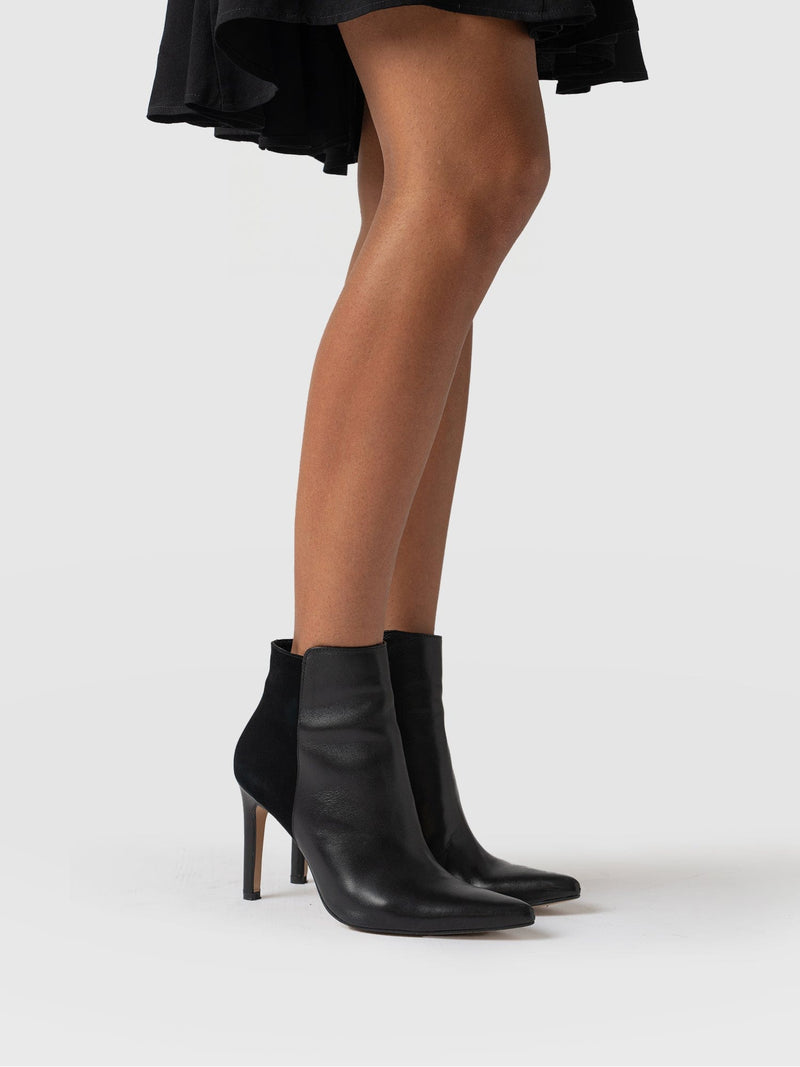 Tamara Heeled Ankle Boot Black - Women's Leather Boots | Saint + Sofia® USA