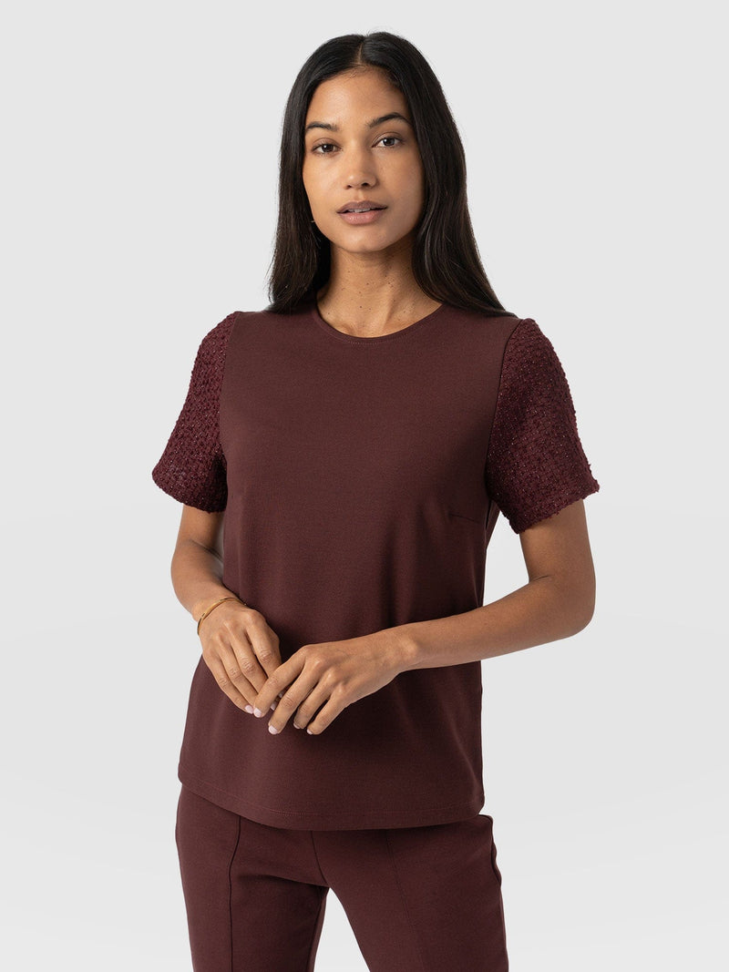 Taylor Rayner Contrast Tee Maroon - Women's T-Shirts | Saint + Sofia® US