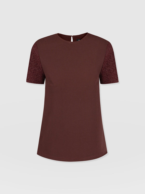 Taylor Rayner Contrast Tee Maroon - Women's T-Shirts | Saint + Sofia® US