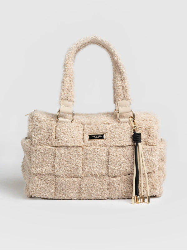 Teddy Woven Duffle Bag Beige - Women's Bags | Saint + Sofia® USA