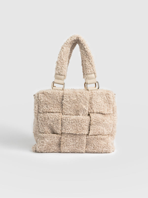 Teddy Woven Mini Penny Tote Bag Beige - Women's Bags | Saint + Sofia® USA