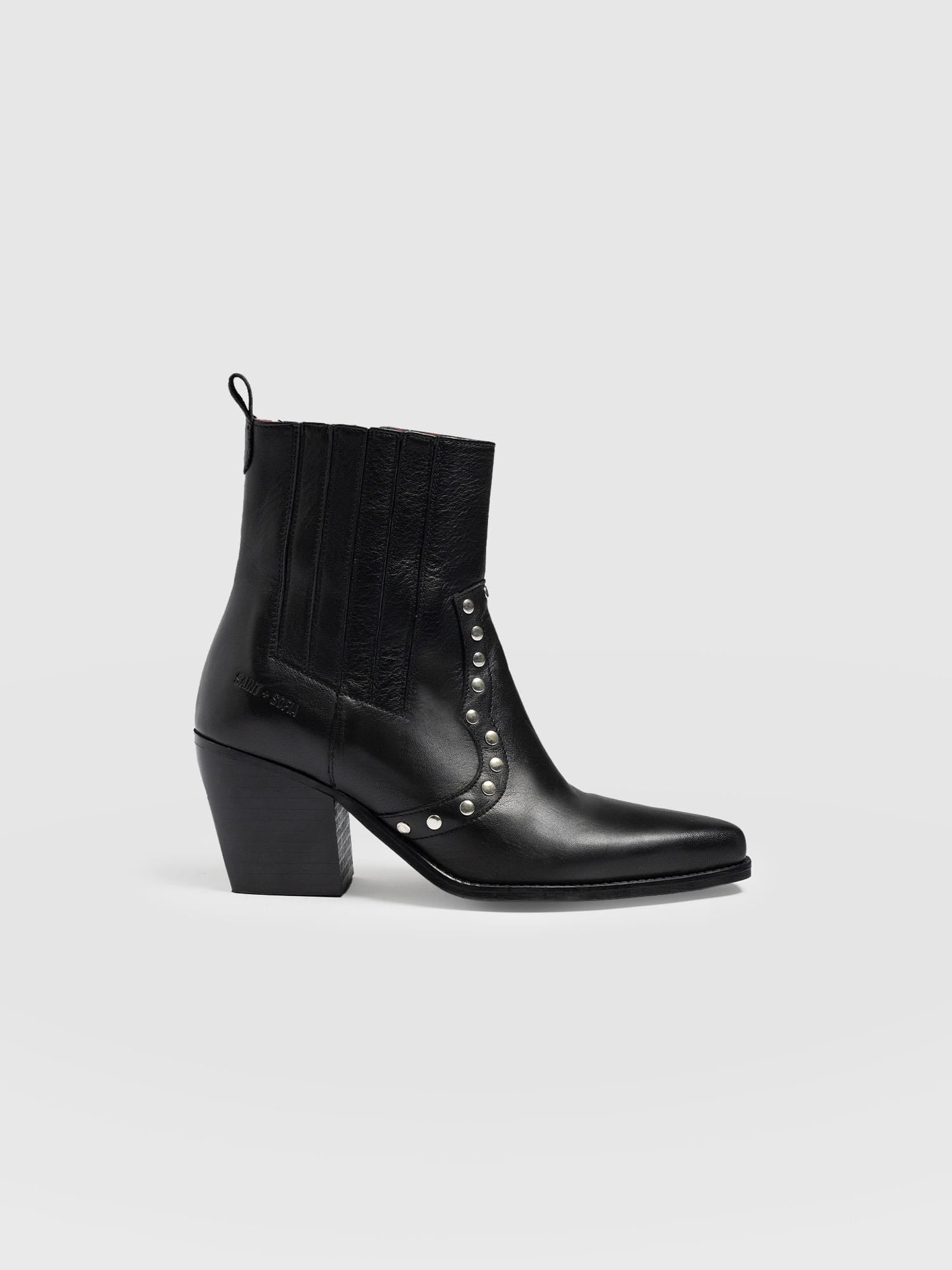 Texas Studded Boot Black - Women's Leather Boots | Saint + Sofia® USA