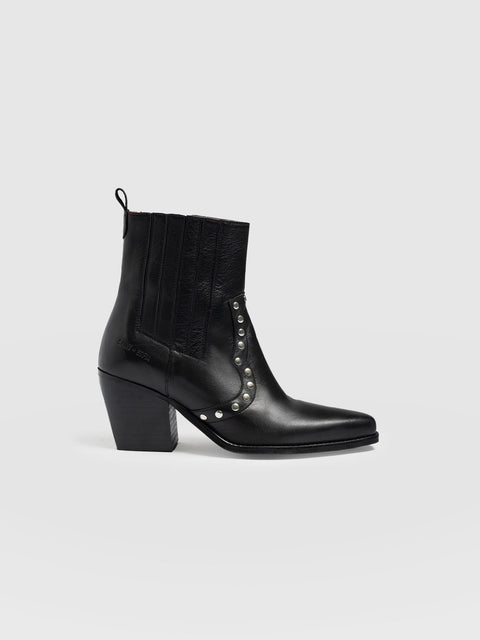 Texas Studded Boot Black - Women's Leather Boots | Saint + Sofia® USA