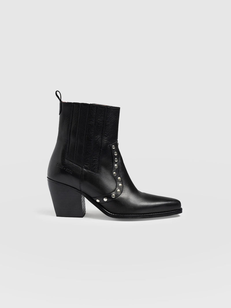 Texas Studded Boot Black - Women's Leather Boots | Saint + Sofia® USA