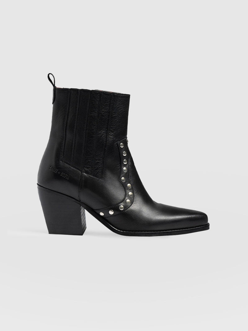 Texas Studded Boot Black - Women's Leather Boots | Saint + Sofia® USA