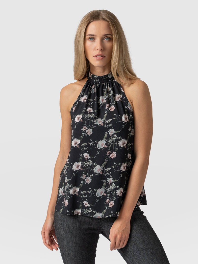 Tilda Halter Neck Top Gothic Floral - Women's T-Shirts | Saint + Sofia® USA