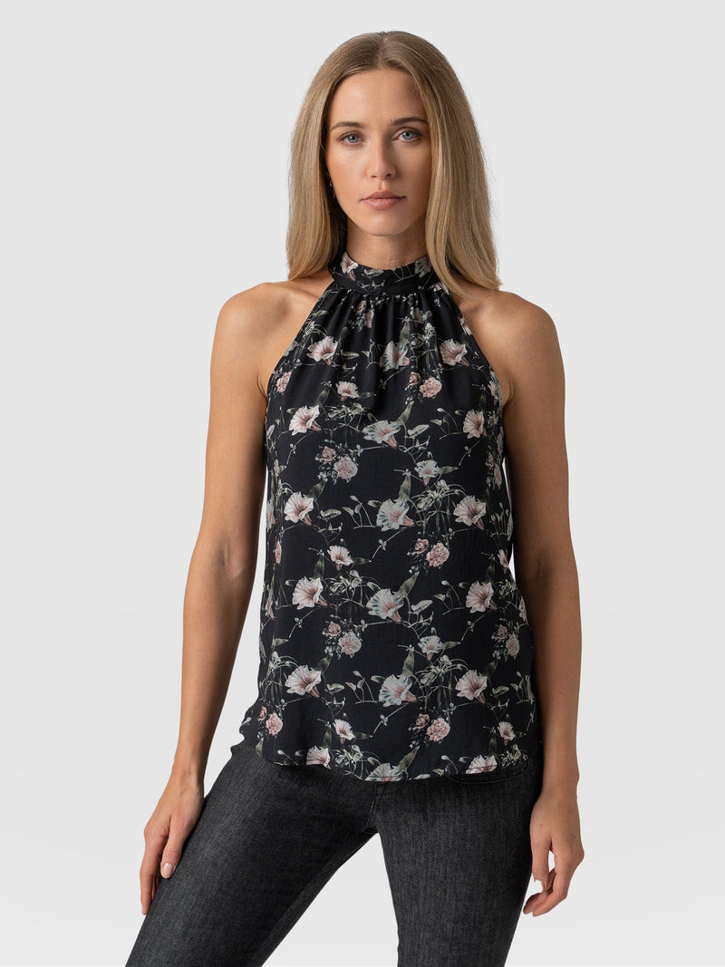 Tilda Halter Neck Top Gothic Floral - Women's T-Shirts | Saint + Sofia® USA