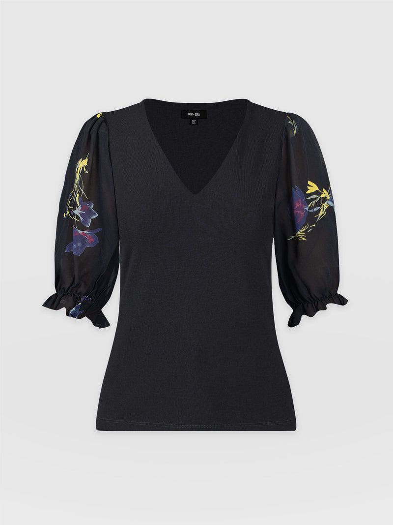 Tori Puff Sleeve Top Blue Lily Gardens - Women's Tops | Saint + Sofia® US