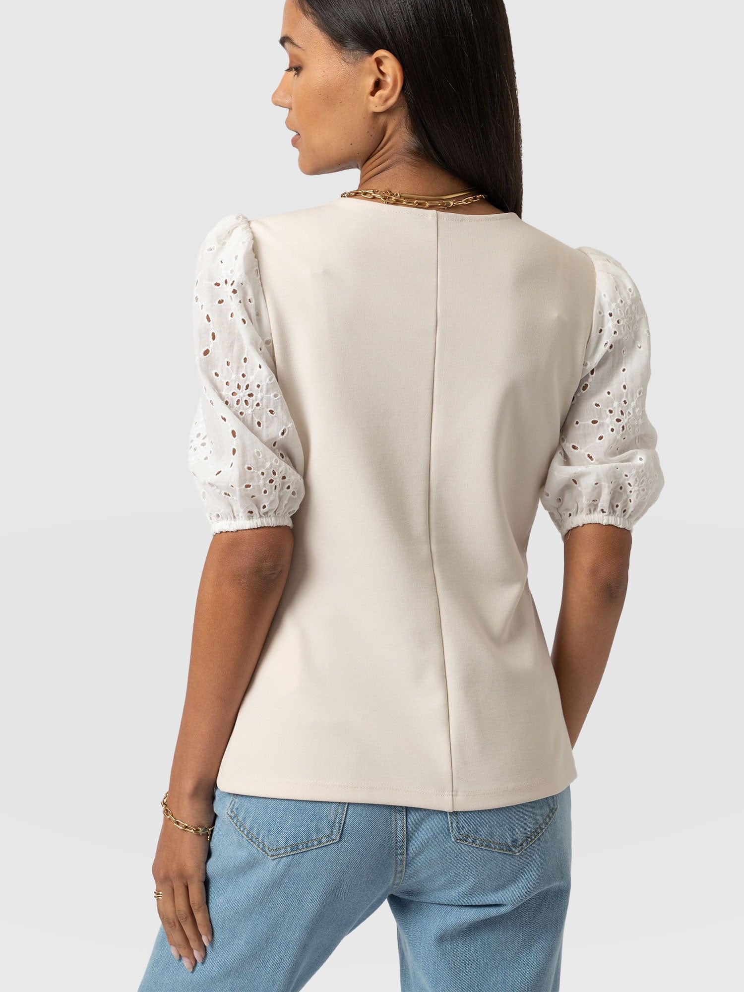 Tori Puff Sleeve Top Cream Broderie - Women's Tops | Saint + Sofia® USA