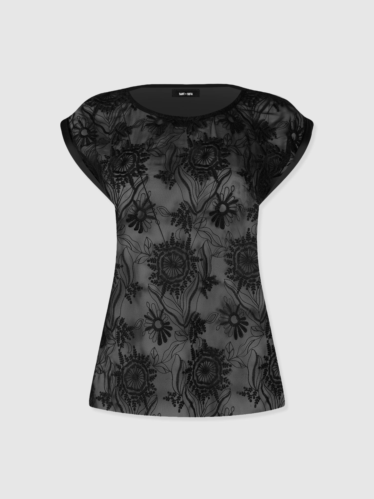 Turn Up Contrast Tee - Black Lace - Women's T-shirts | Saint + Sofia® USA
